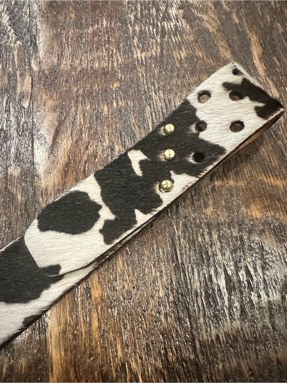 Cowhide-Print leather women’s Waist Belt with Metal buckle - Picture 5 of 8